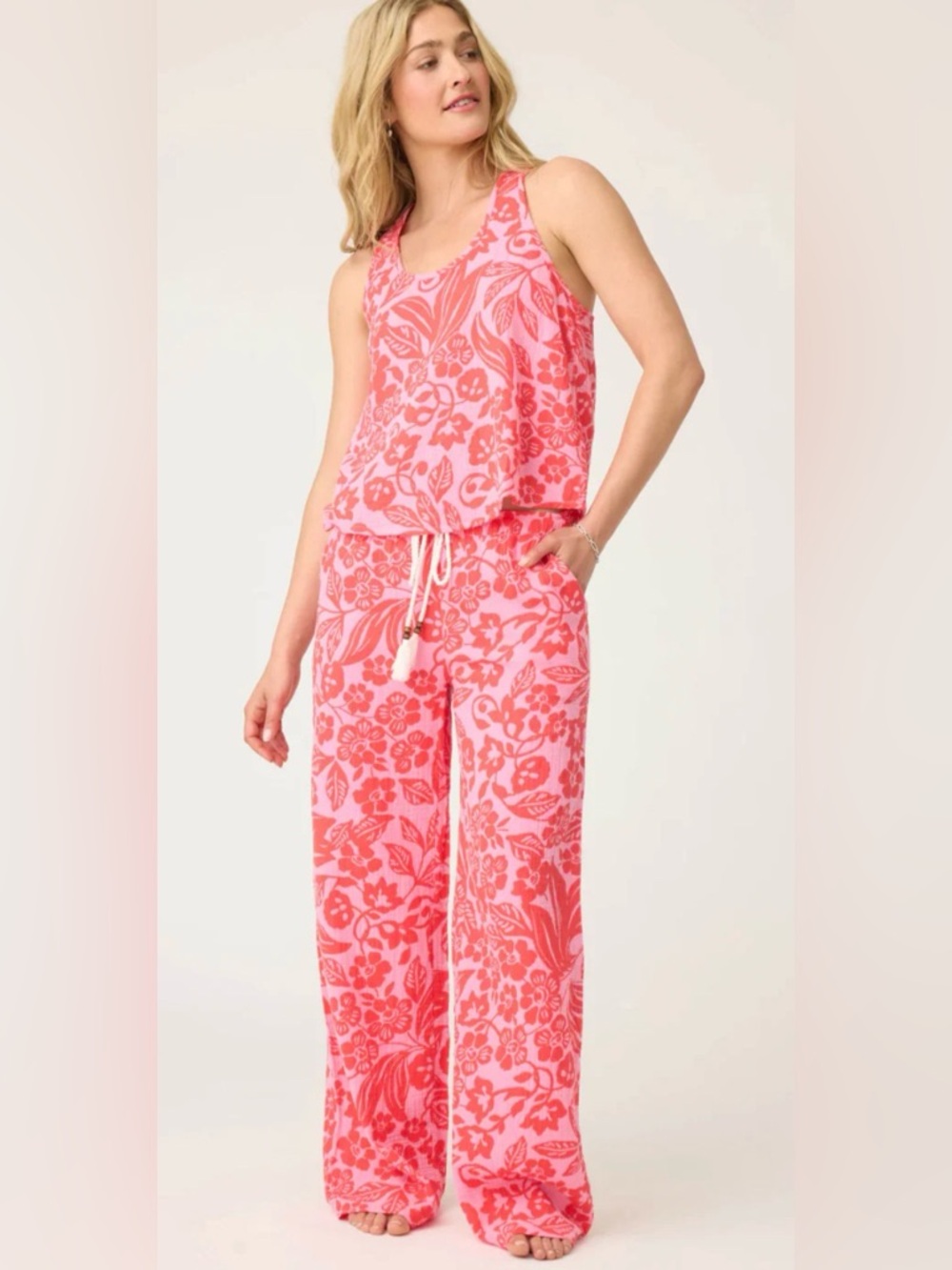 P.J. Salvage Bali Bay Floral 100% Cotton Lounge Set Sz. XS. NWT